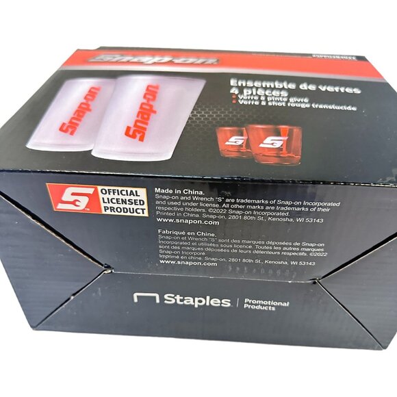 Snap-On Drinkware 4 Glass Box Set New  2 Pilsner and 2 Shot Mens - Picture 12 of 14